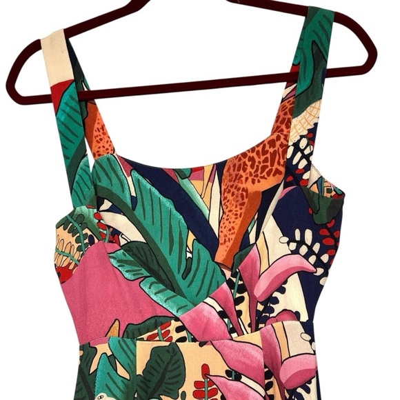 Farm Rio NWT Rainbow Fauna Tropical Jungle Print Midi Slip Dress Women’s Small - Picture 7 of 16